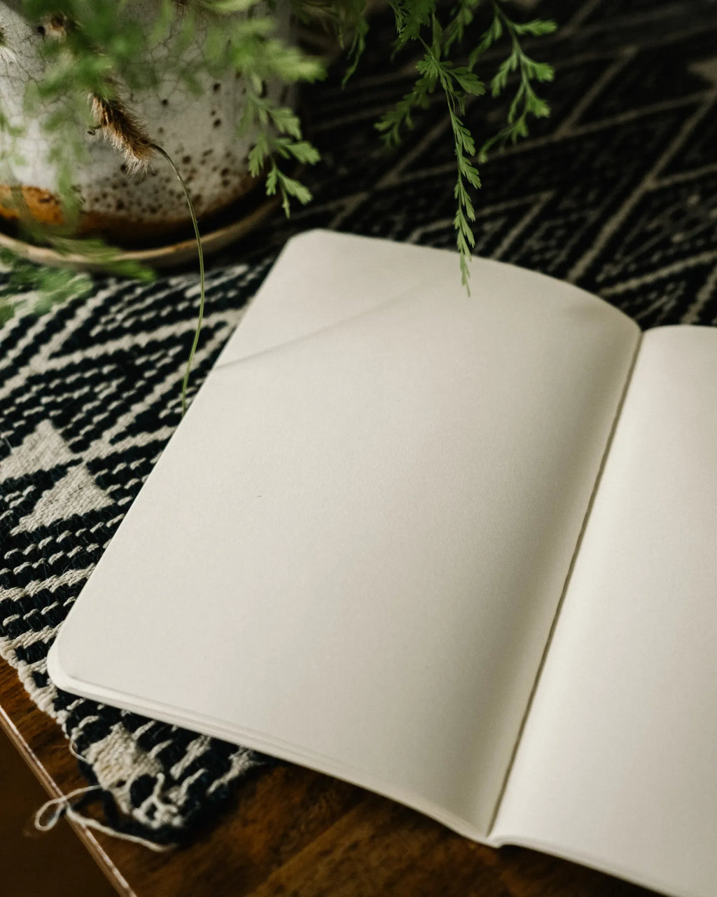Blank pages, open